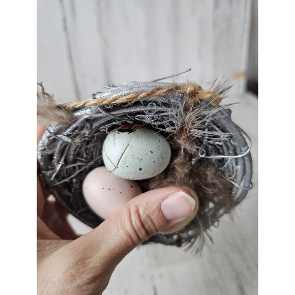 Glitter Robin egg nest decor spring Easter silver Xmas tree - Picture 7 of 8